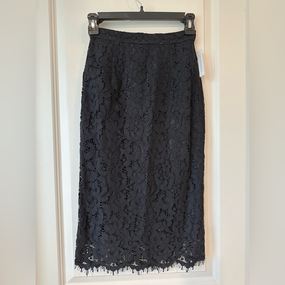 Black Lace Midi Skirt Size XXS NWT